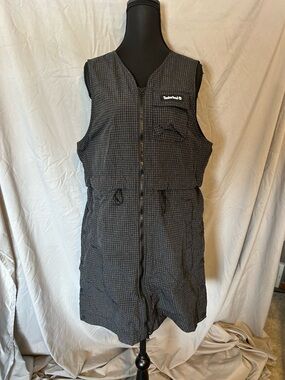 Women's BB Multi Pocket Pinafore Dress Size L Black  Zipper Button Adjustable